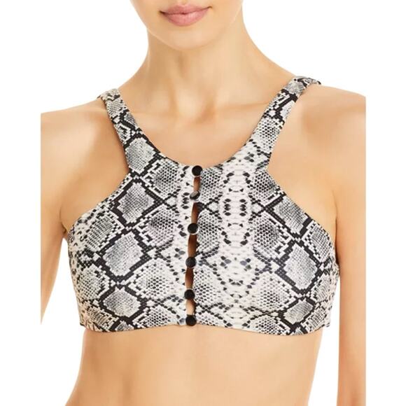 AQUA Swim Snake Print Halter Bikini Top - Picture 1 of 4